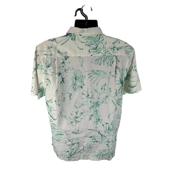 Tommy Bahama Silk Blend Hawaiian Shirt Green White Tropical Floral Size Large - Picture 2 of 13